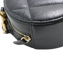 Chanel Shiny Goatskin Quilted Chanel 19 Round Clutch With Chain Black