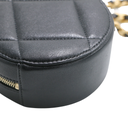 Chanel Shiny Goatskin Quilted Chanel 19 Round Clutch With Chain Black