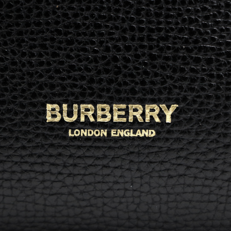 Burberry Black Leather and House Check Fabric Mini Banner Tote