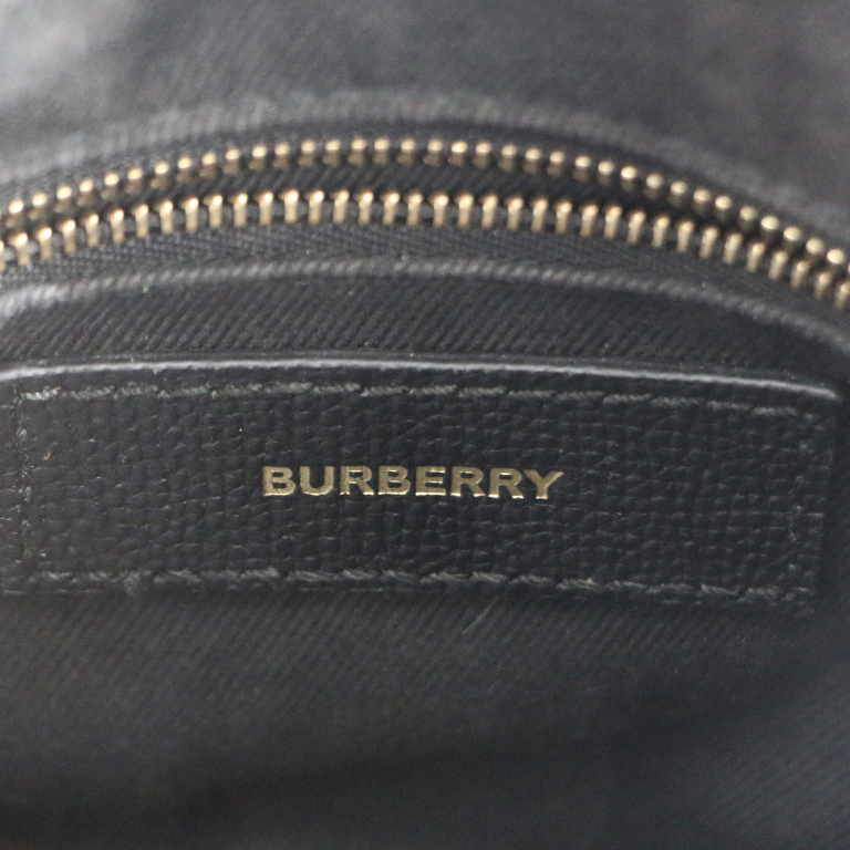 Burberry Black Leather and House Check Fabric Mini Banner Tote