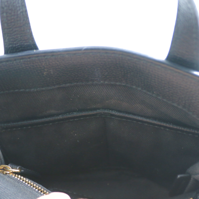 Burberry Black Leather and House Check Fabric Mini Banner Tote