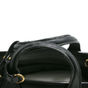 Burberry Black Leather and House Check Fabric Mini Banner Tote