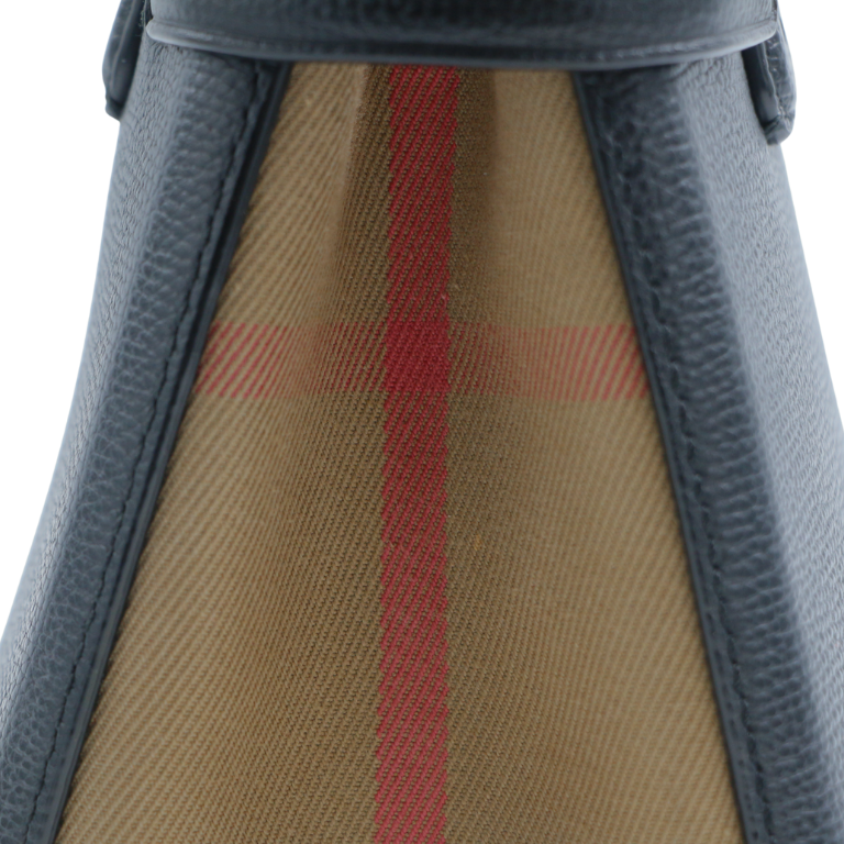 Burberry Black Leather and House Check Fabric Mini Banner Tote