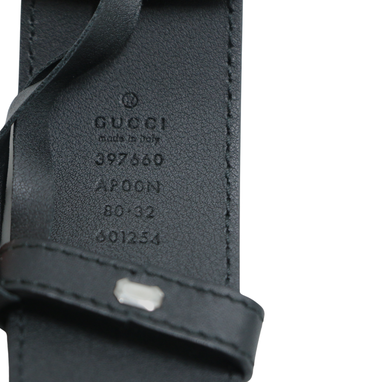 Gucci Leather Black Belt with Double G Buckle 80 32 397660