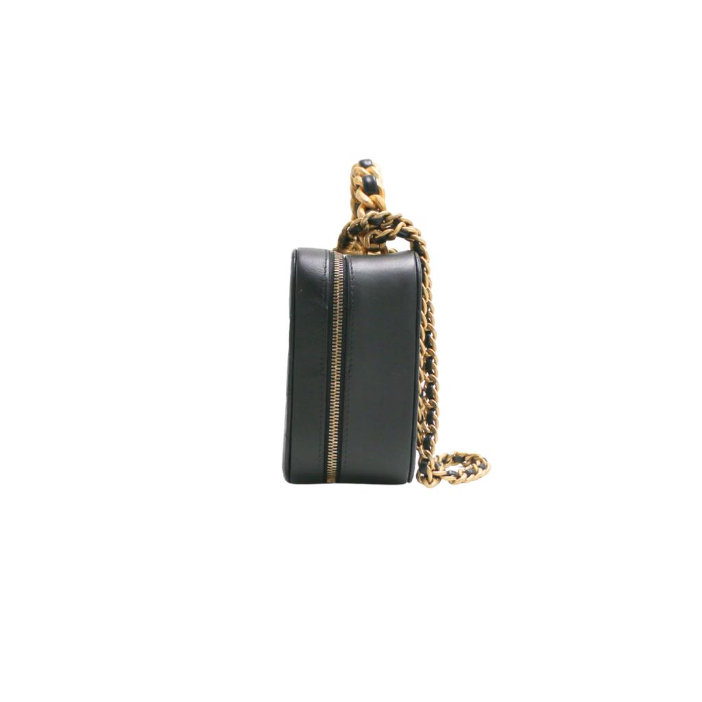 Chanel Lambskin Quilted Top Handle Small Vanity Case Black