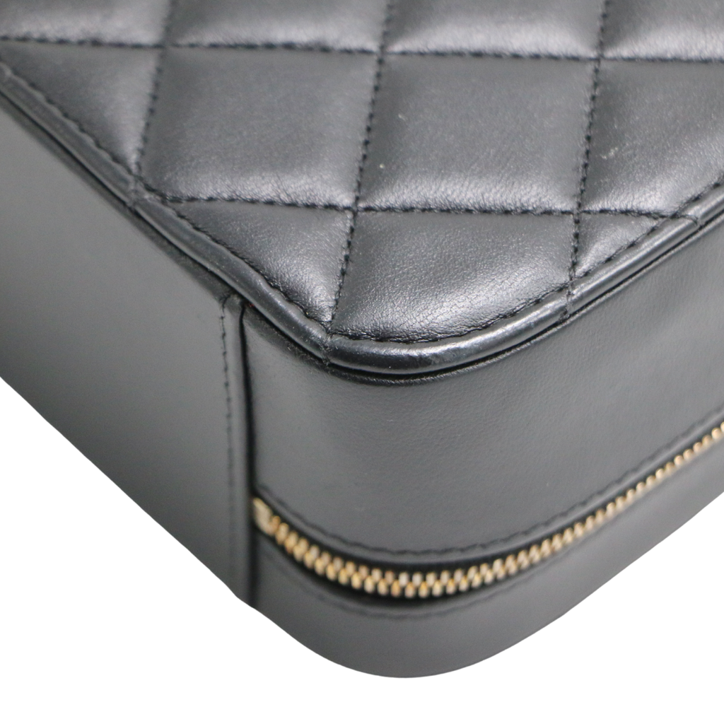 Chanel Lambskin Quilted Top Handle Small Vanity Case Black