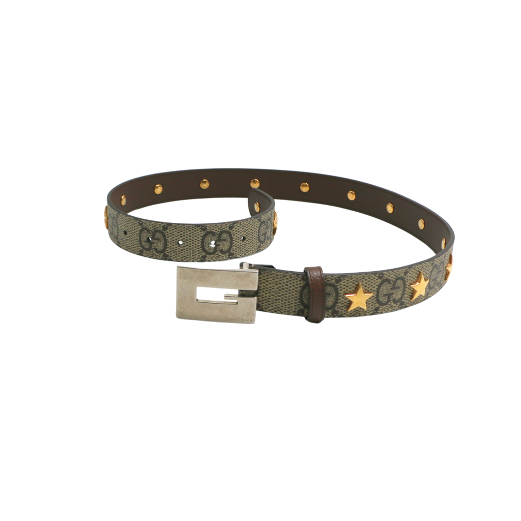Gucci Thin Belt Stars Studded Square G Buckle In Size 80 32