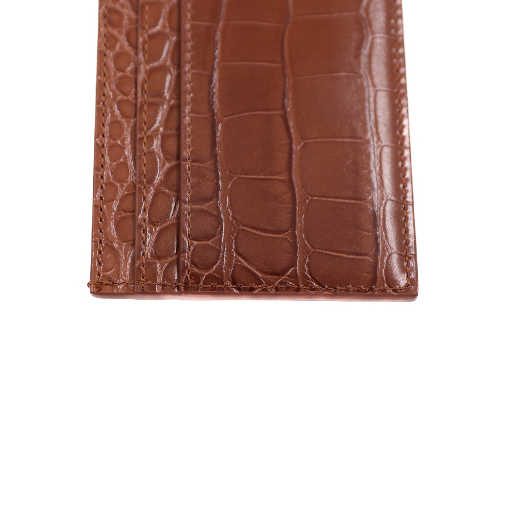 Saint Laurent Embossed Card Holder Wallet Brown
