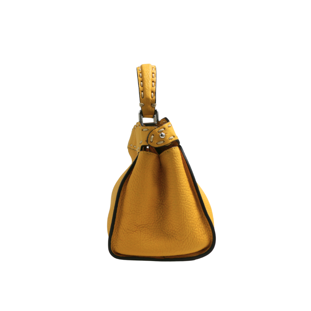 Fendi Vitello Granato Camoscio Selleria Mini Peekaboo Iconic Satchel