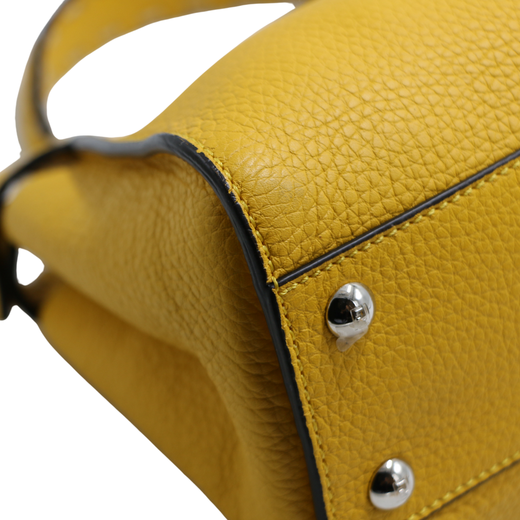 Fendi Vitello Granato Camoscio Selleria Mini Peekaboo Iconic Satchel