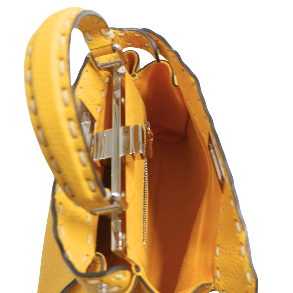 Fendi Vitello Granato Camoscio Selleria Mini Peekaboo Iconic Satchel