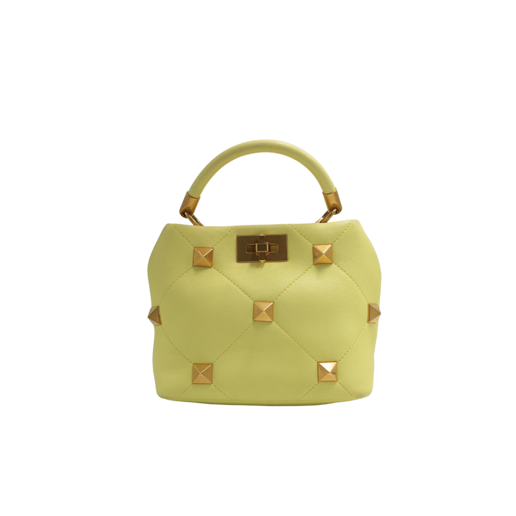Valentino Small Roman Stud Tote Bag Yellow