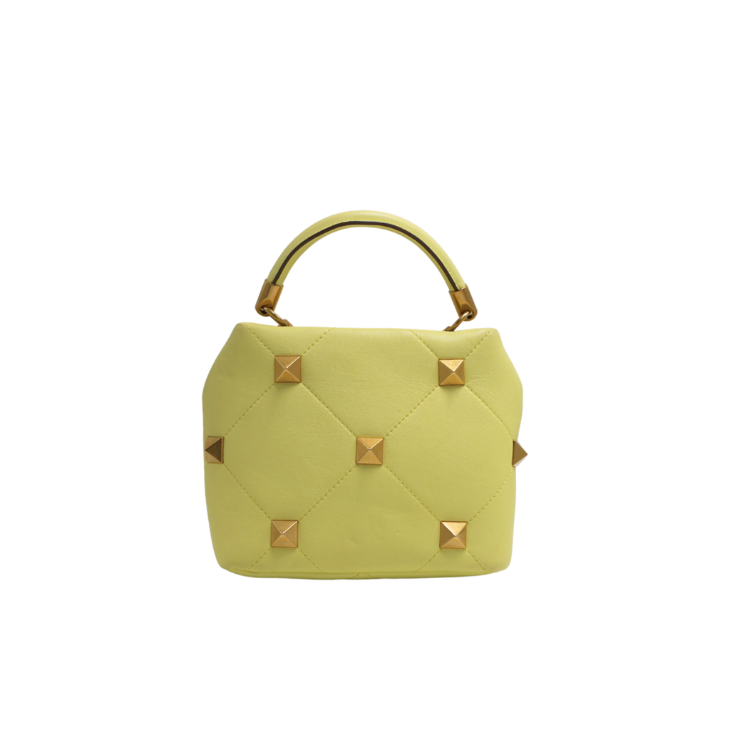 Valentino Small Roman Stud Tote Bag Yellow