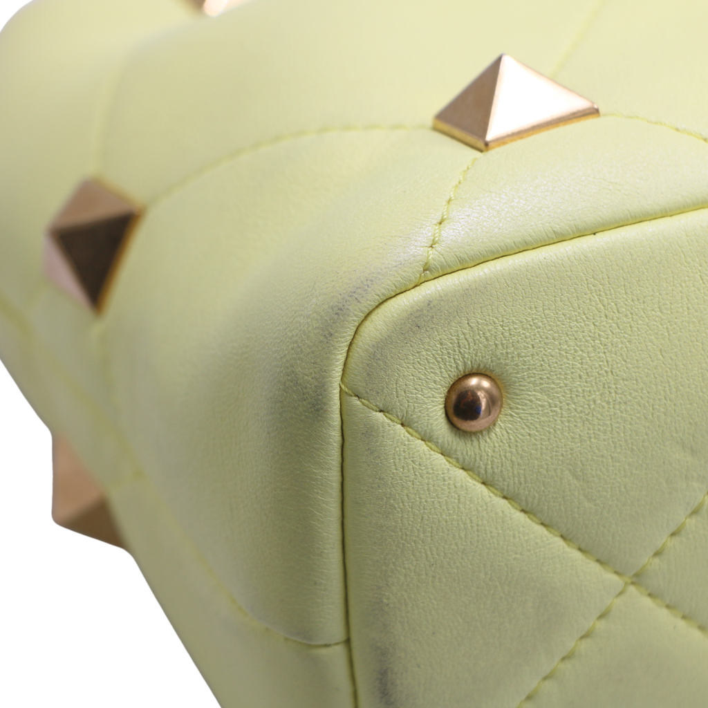 Valentino Small Roman Stud Tote Bag Yellow