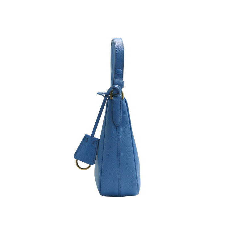 Prada Saffiano Lux Mini Re-Edition Shoulder Bag Blue