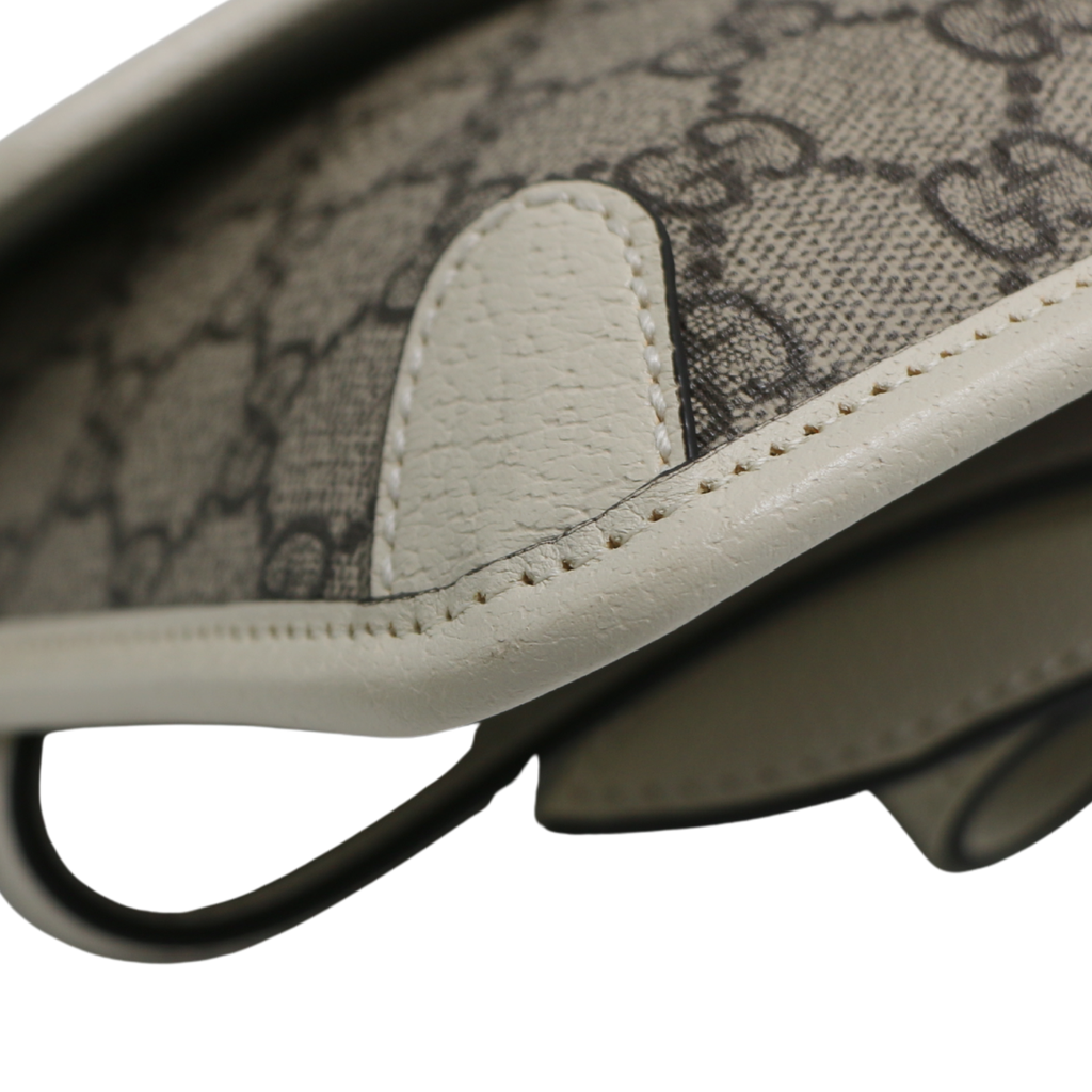 Gucci GG Supreme Monogram Web Small Ophidia Belt Bag 100 40 Beige Ebony White