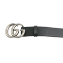 Gucci GG Black Leather Belt with Silver Buckle 406831 90 36