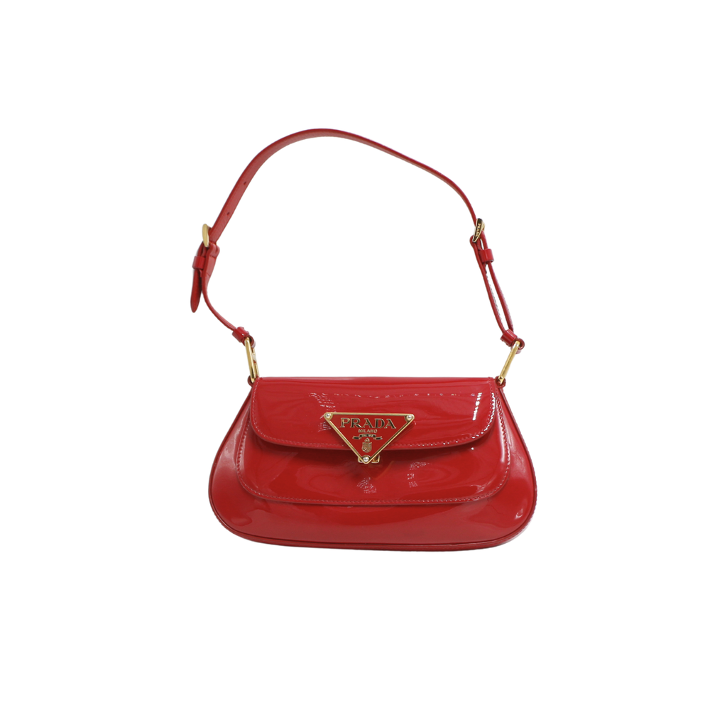 Prada Cleo Cherry Red Patent Shoulder Bag