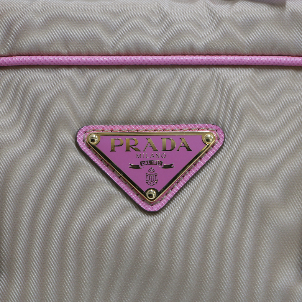 Prada Re-edition Camel 1978 Medium Re-nylon And Saffiano Leather Two-handle Bag