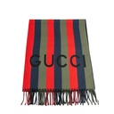 Gucci Wool Blue/Green/Red Stripes Scarf 627873 In Size 33x195