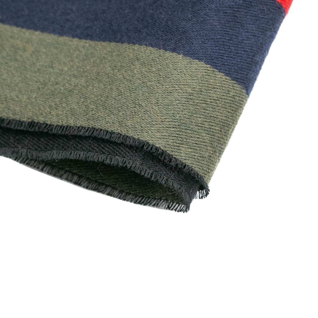 Gucci Wool Blue/Green/Red Stripes Scarf 627873 In Size 33x195