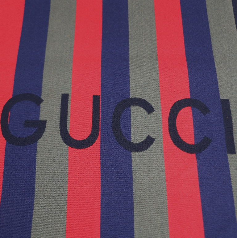 Gucci Wool Blue/Green/Red Stripes Scarf 627873 In Size 33x195