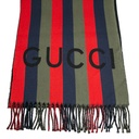 Gucci Wool Blue/Green/Red Stripes Scarf 627873 In Size 33x195