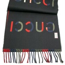 Gucci Wool Blue/Green/Red Stripes Scarf 627873 In Size 33x195