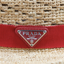 Prada Small Striped Logo Bucket Sun Hat Beige and Yellow