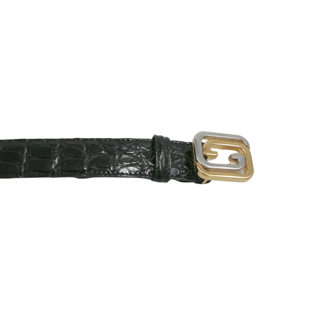 Gucci Interlocking G Crocodile Leather Belt Black 715604 95 38