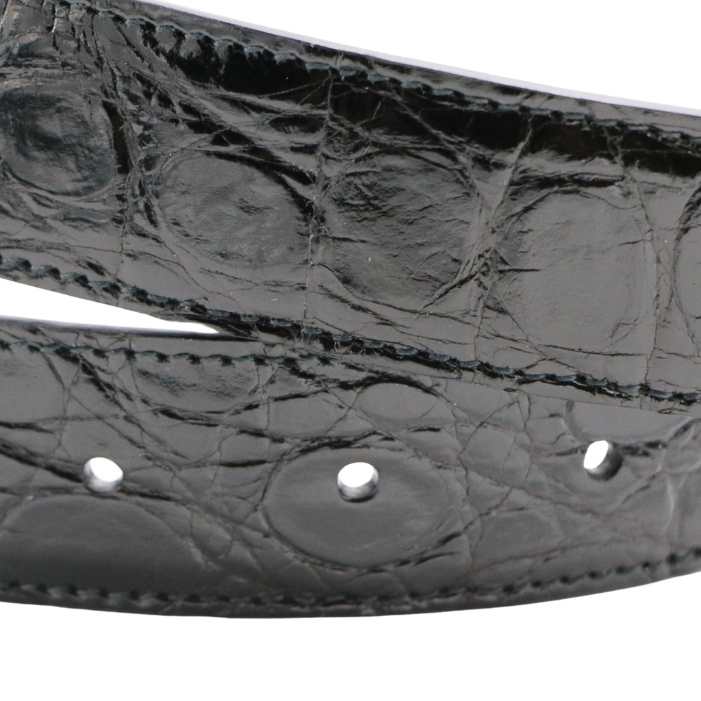 Gucci Interlocking G Crocodile Leather Belt Black 715604 95 38