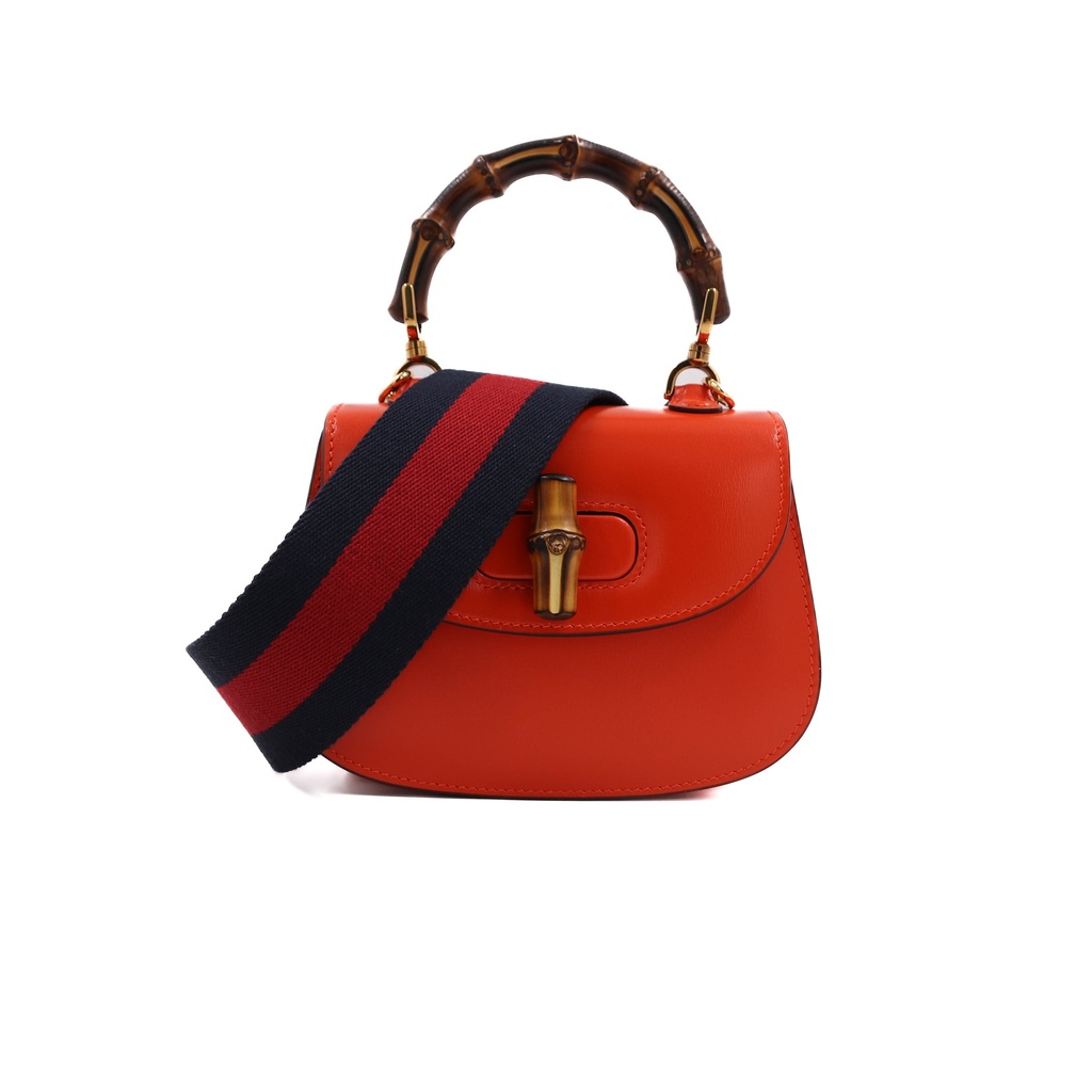 Gucci Bamboo 1947 Jumbo GG Canvas & Leather 2 Way Handbag Red 686864