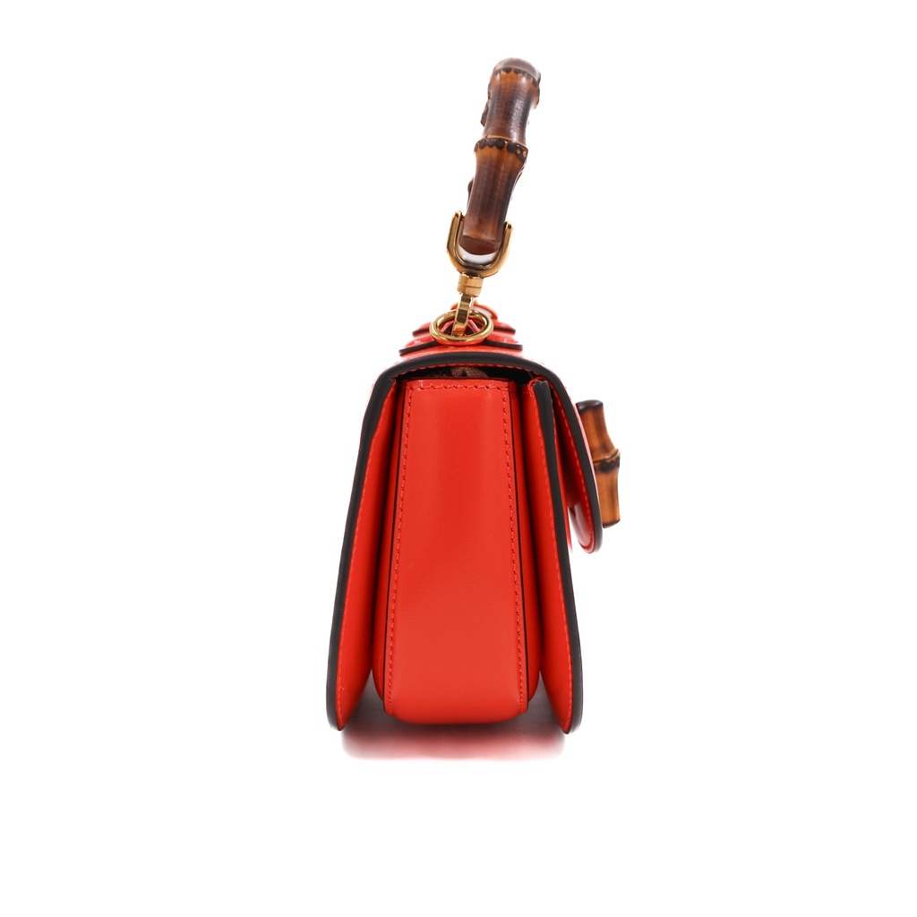 Gucci Bamboo 1947 Jumbo GG Canvas & Leather 2 Way Handbag Red 686864