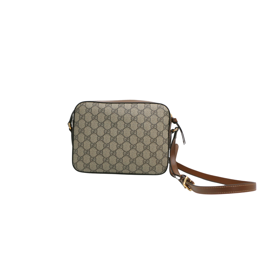 Gucci GG Supreme Horsebit Shoulder Bag Brown 645454