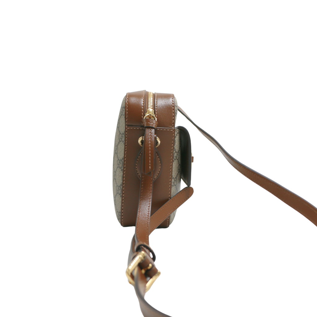 Gucci GG Supreme Horsebit Shoulder Bag Brown 645454