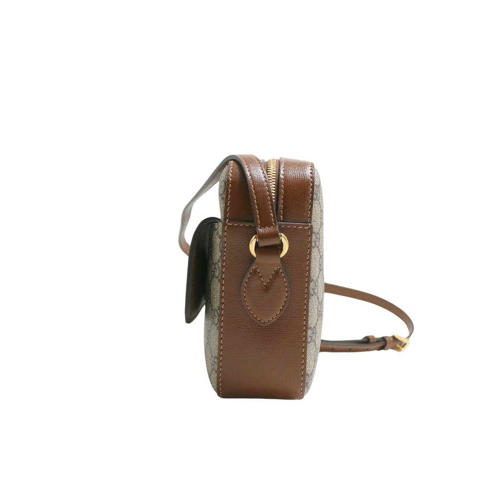 Gucci GG Supreme Horsebit Shoulder Bag Brown 645454