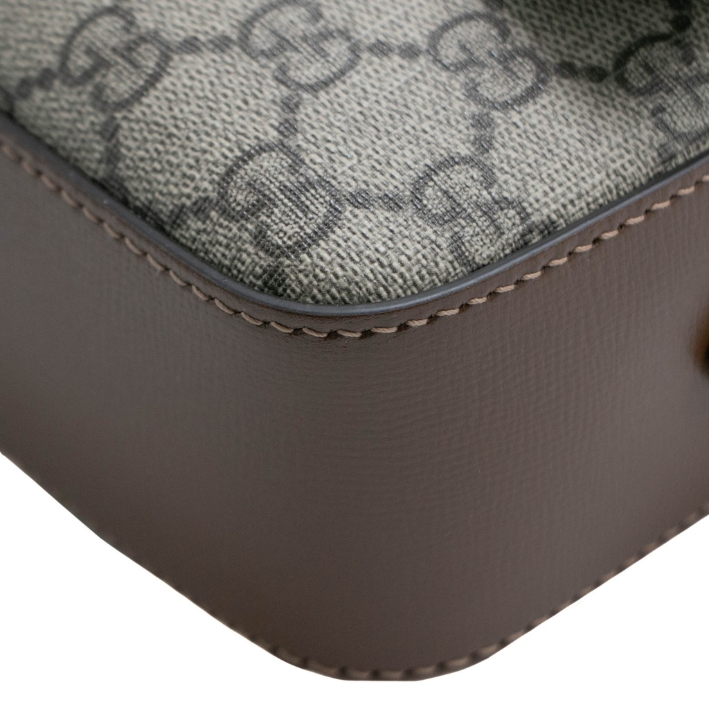 Gucci GG Supreme Horsebit Shoulder Bag Brown 645454