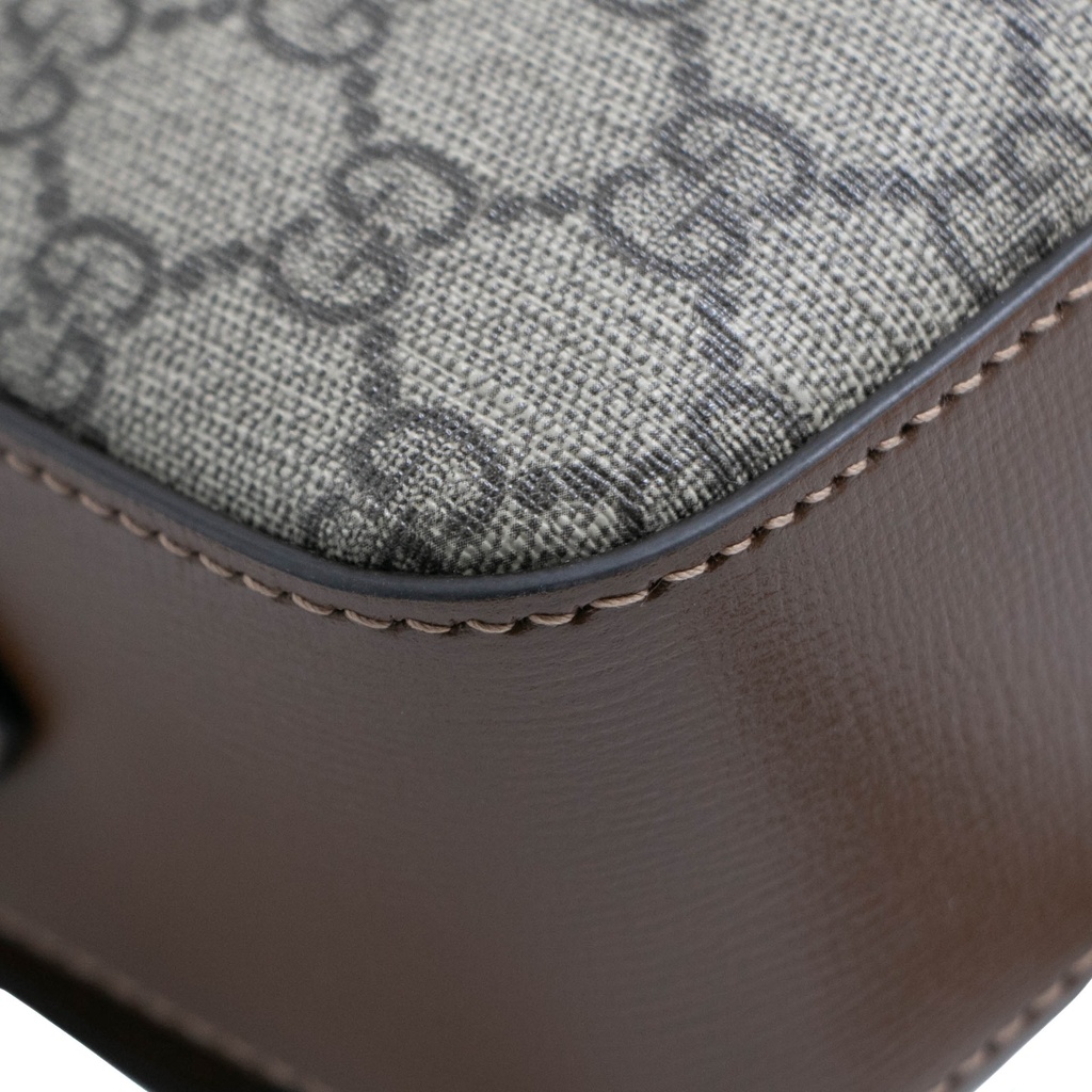 Gucci GG Supreme Horsebit Shoulder Bag Brown 645454