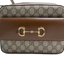Gucci GG Supreme Horsebit Shoulder Bag Brown 645454