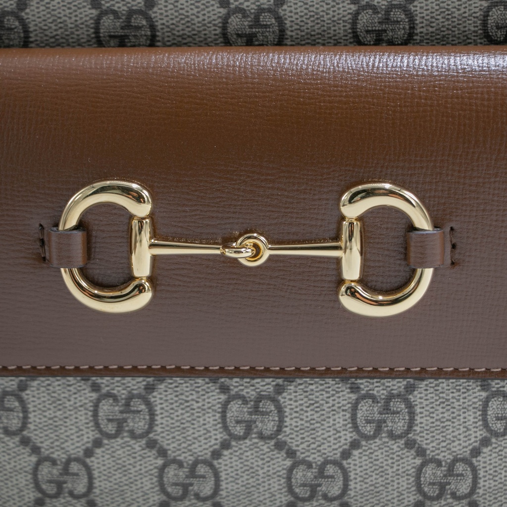 Gucci GG Supreme Horsebit Shoulder Bag Brown 645454