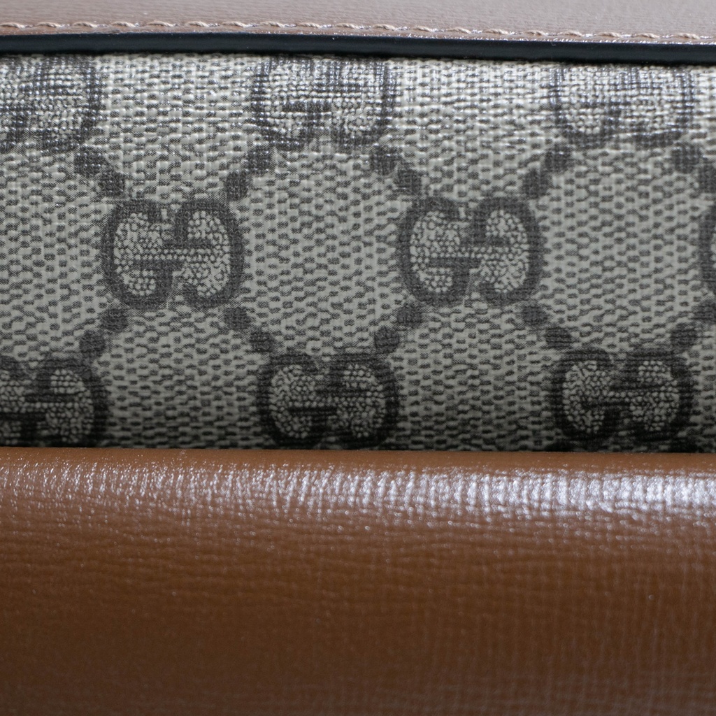 Gucci GG Supreme Horsebit Shoulder Bag Brown 645454