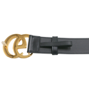 Gucci GG Black Leather Belt with Shiny Buckle 406831 85 34