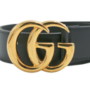 Gucci GG Black Leather Belt with Shiny Buckle 406831 85 34