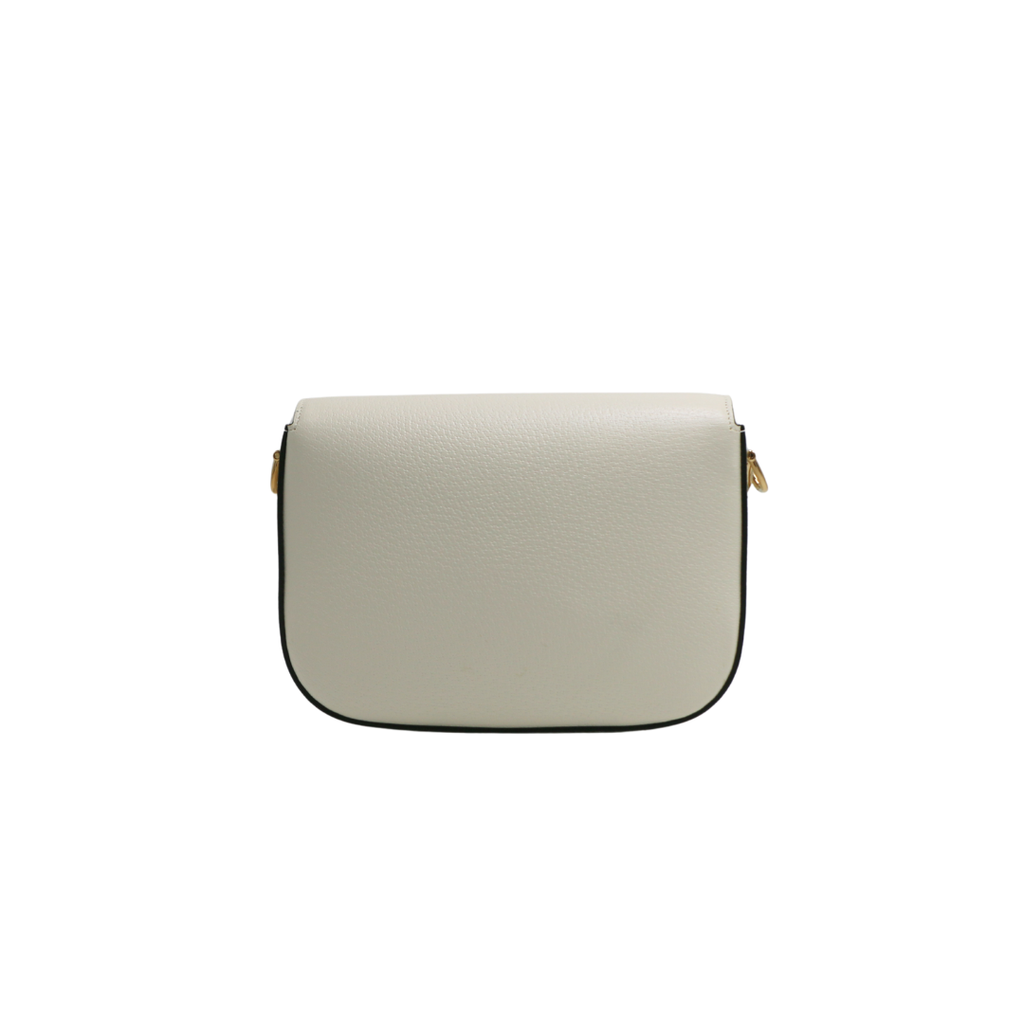 Gucci  X Adidas Textured Calfskin Web Mini Horsebit 1955 White Shoulder Bag 658574