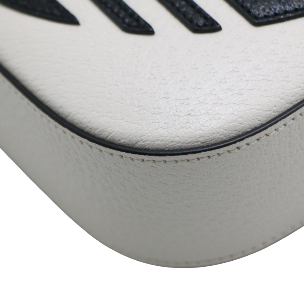 Gucci  X Adidas Textured Calfskin Web Mini Horsebit 1955 White Shoulder Bag 658574