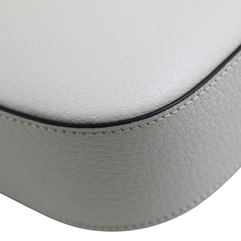 Gucci  X Adidas Textured Calfskin Web Mini Horsebit 1955 White Shoulder Bag 658574