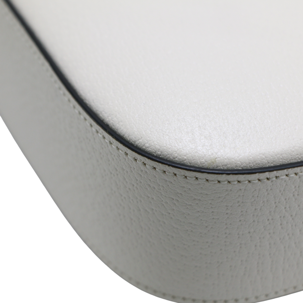 Gucci  X Adidas Textured Calfskin Web Mini Horsebit 1955 White Shoulder Bag 658574