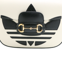 Gucci  X Adidas Textured Calfskin Web Mini Horsebit 1955 White Shoulder Bag 658574
