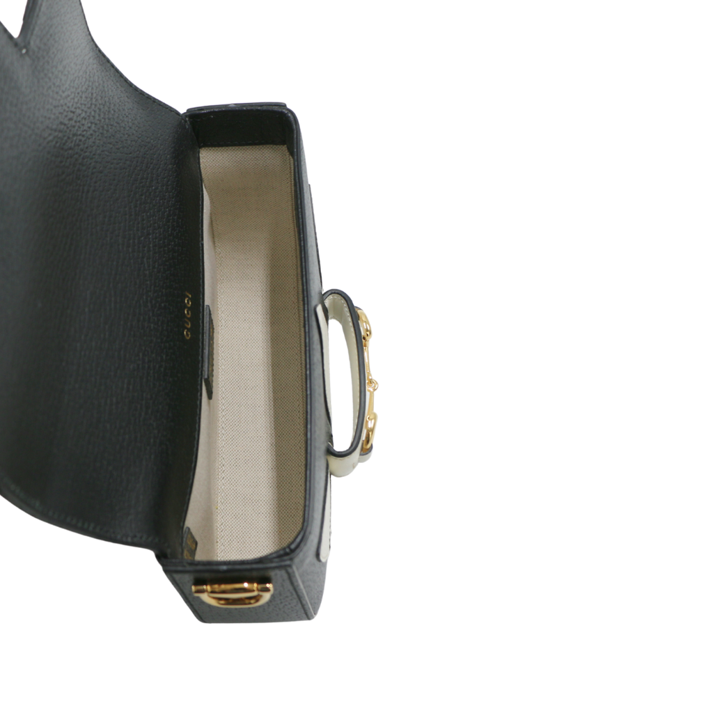 Gucci  X Adidas Textured Calfskin Web Mini Horsebit 1955 Black Shoulder Bag 658574