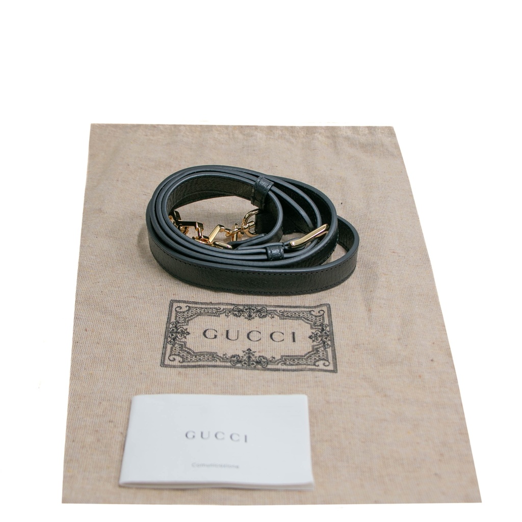 Gucci  X Adidas Textured Calfskin Web Mini Horsebit 1955 Black Shoulder Bag 658574